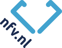Logo van NFV met blauwe accenten